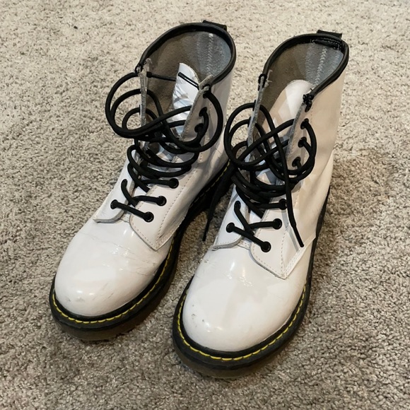 White Pleather Doc Martens